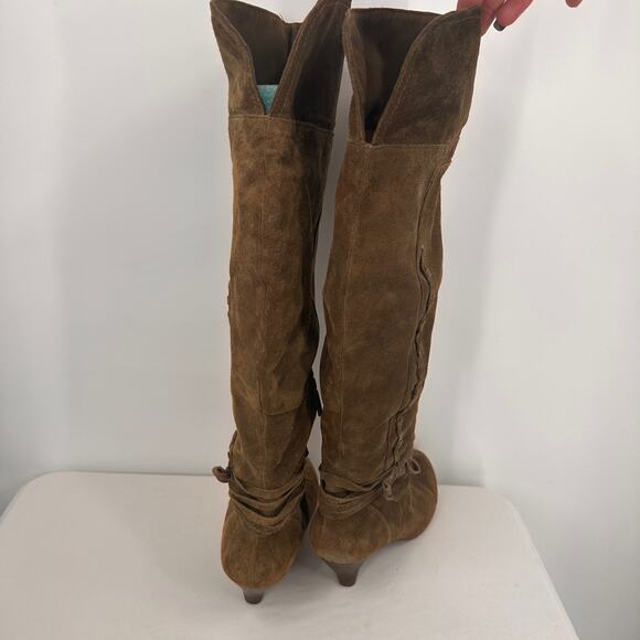 Nine West Brown Leather Suede Adele Knee High Boots Size 8 - Picture 4 of 10